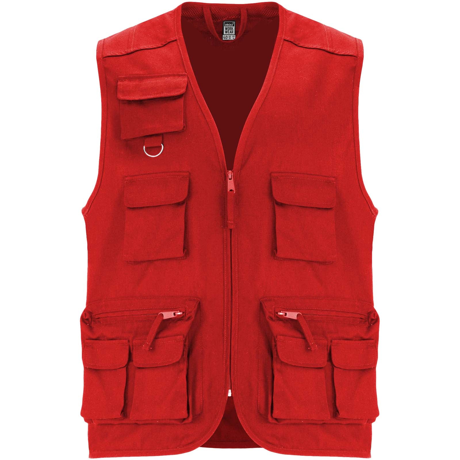 Venera Arbeitsweste mit V-Ausschnitt und mehreren Taschen, 200 g/m2 – Rot – 3XL