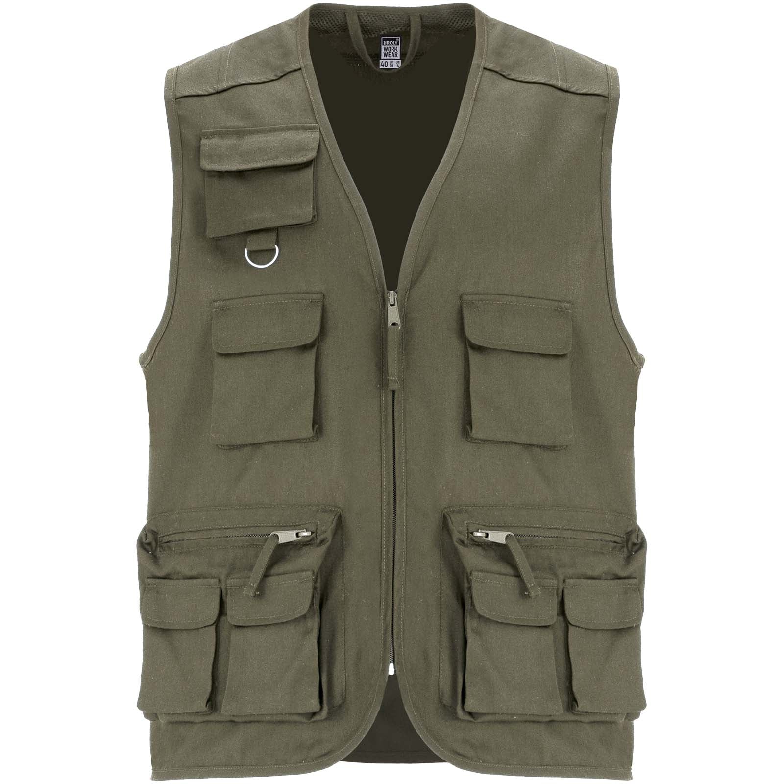 Venera Arbeitsweste mit V-Ausschnitt und mehreren Taschen, 200 g/m2 – Militärgrün – 3XL
