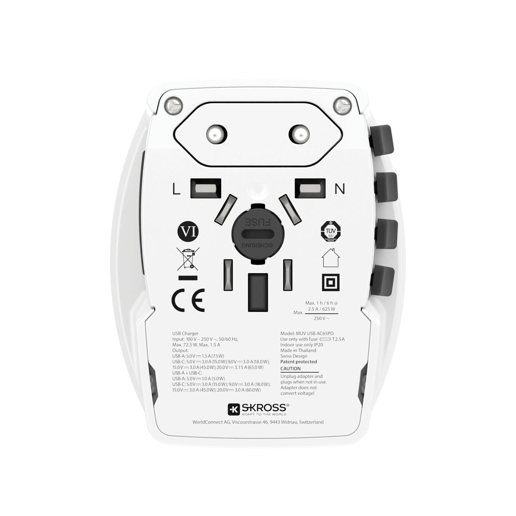 SKROSS World Travel Adapter MUV 65W PD mit USB-C-Kabel – Ansicht 4