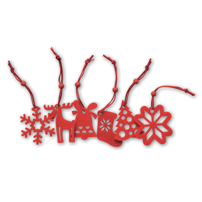 ROUGE 6-teiliges Filz-Anhänger Set – Rot
