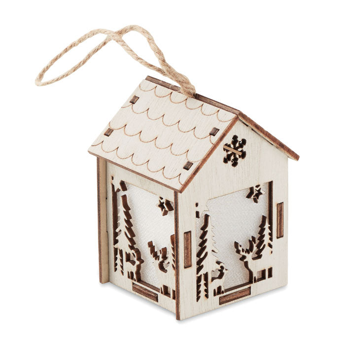 PONIA Anhänger Haus mit Licht – Holz