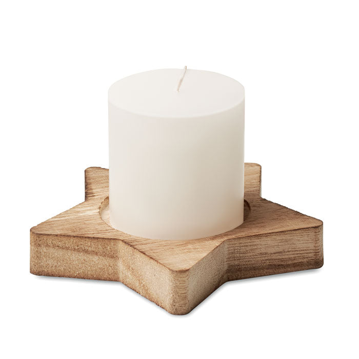 LOTUS Kerze mit Halter – Holz