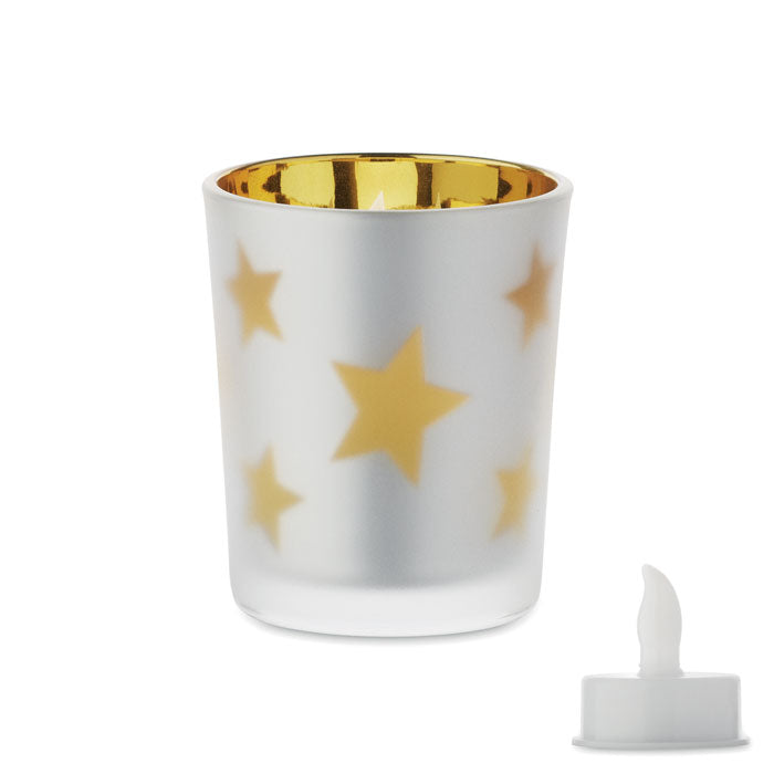 LANDLE LED-Teelicht im Glashalter – Golden