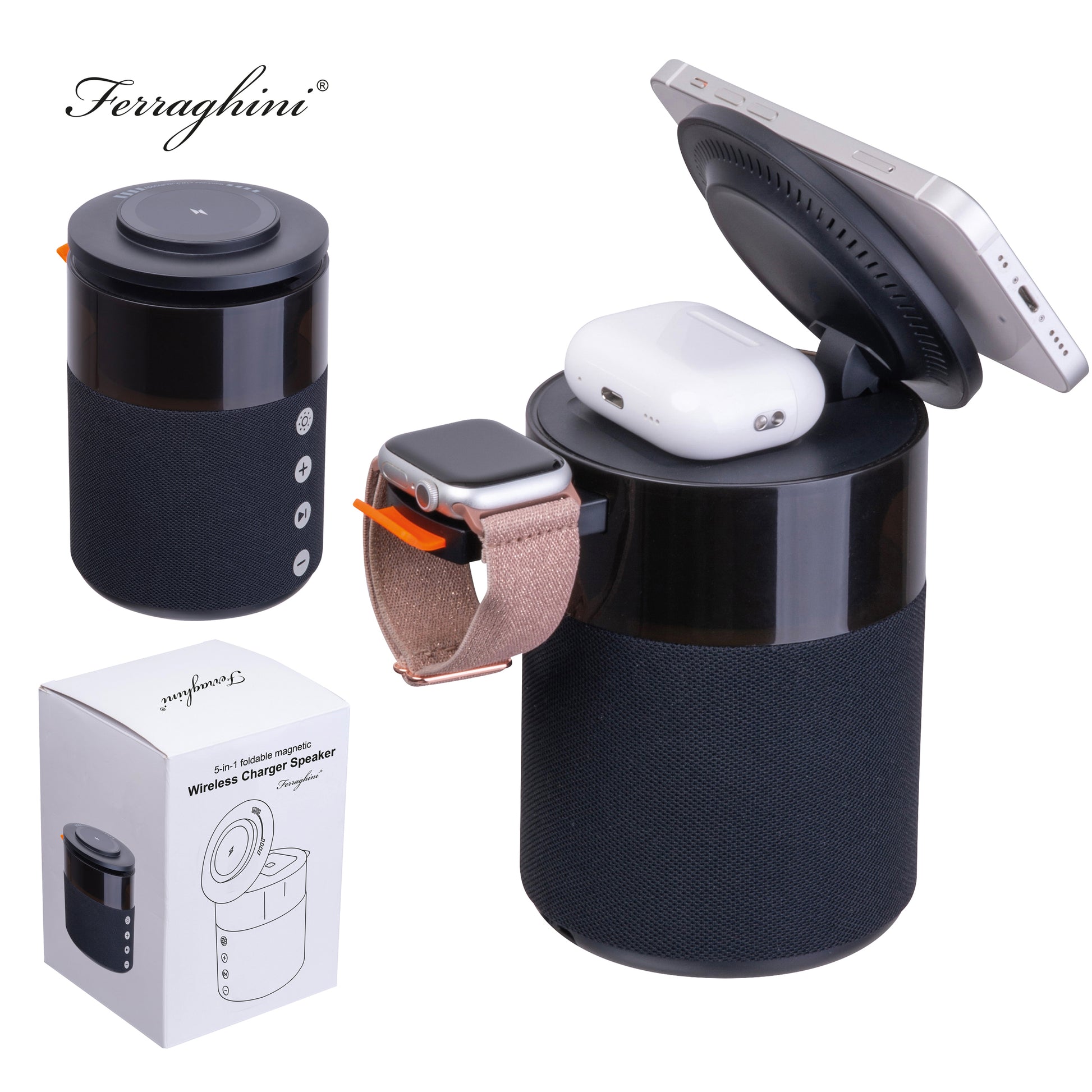Ferraghini 5 in 1 Lautsprecher mit Wireless Charger RILEY
