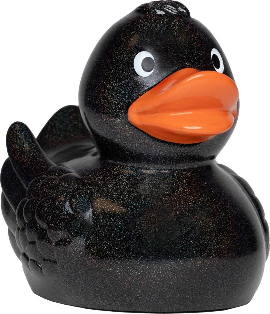 Quietsche-Ente – Schwarz/glitzer – 7,5 cm