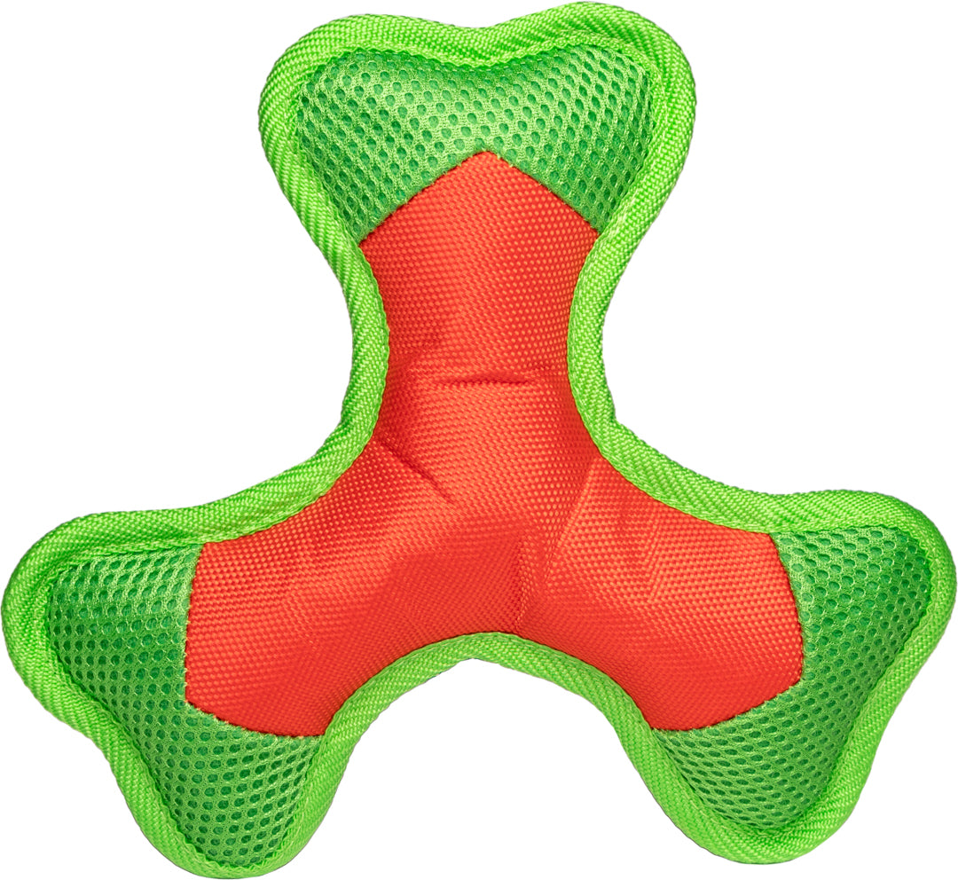Hundespielzeug Flying Triple – Orange/grün – S