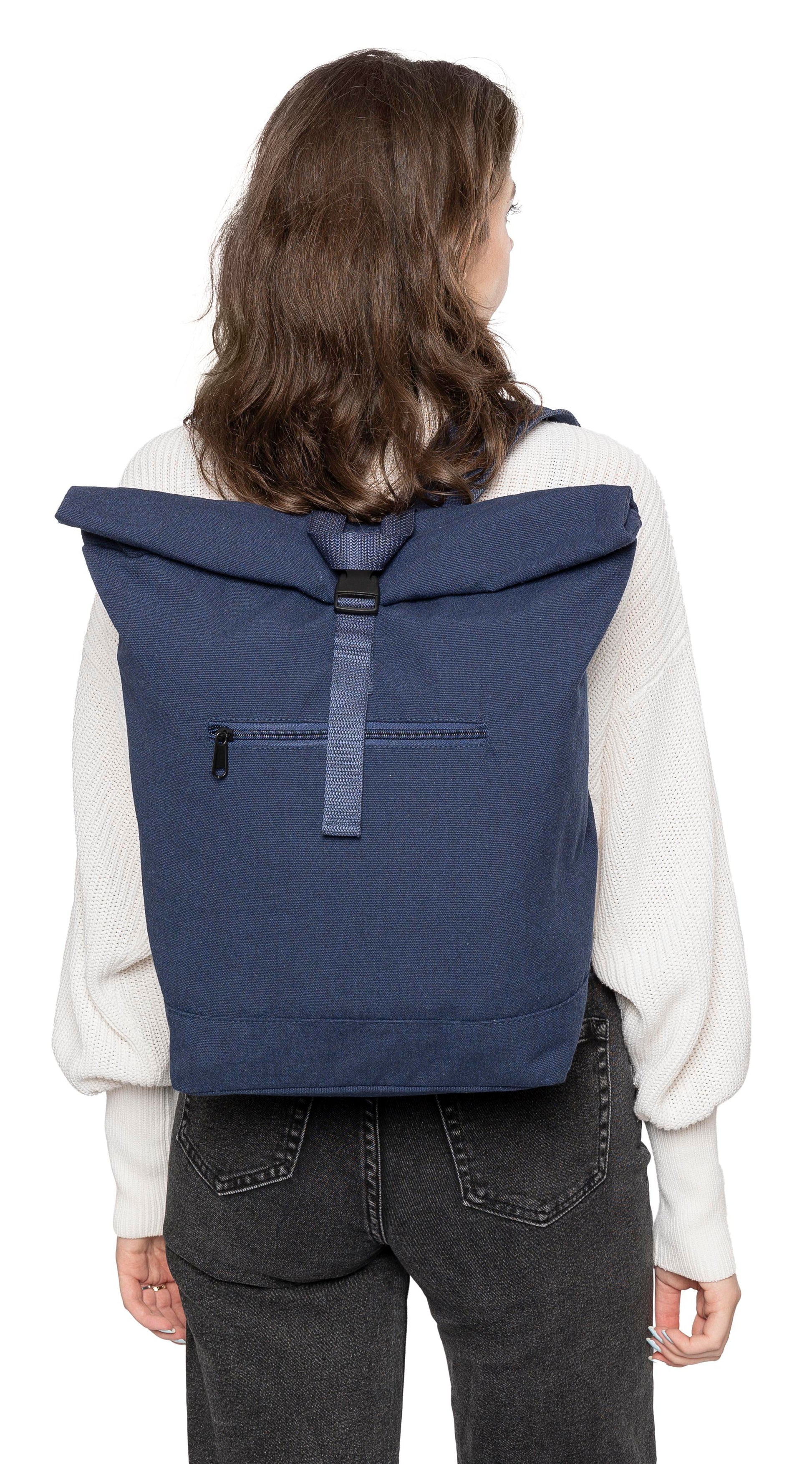 Rolltop-Rucksack Thaddeus aus recyceltem Poly-Baumwollgewebe (330 g/m2)