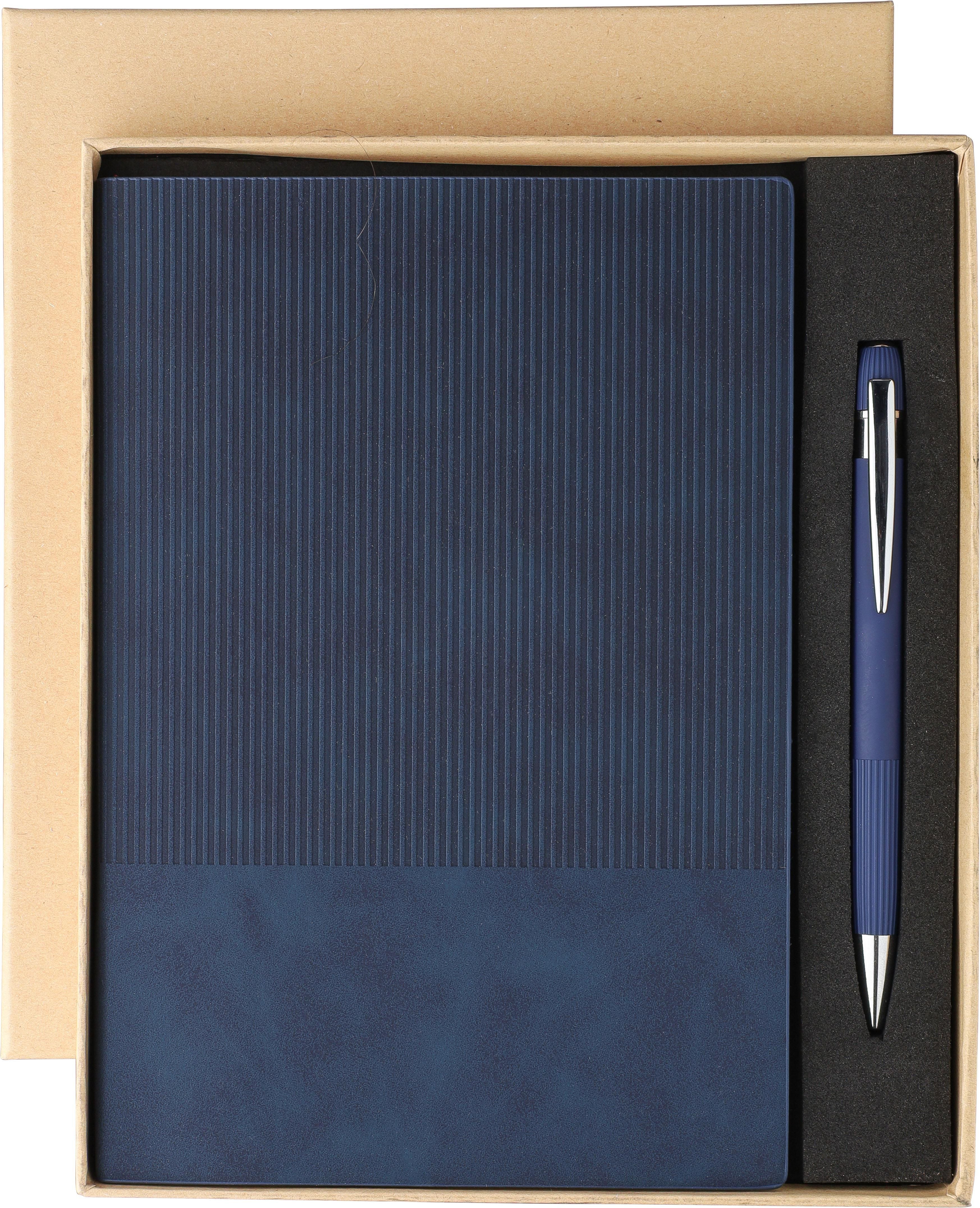 Recyceltes PU-Notizbuch (A5) und Kugelschreiber-Set Tarek Original