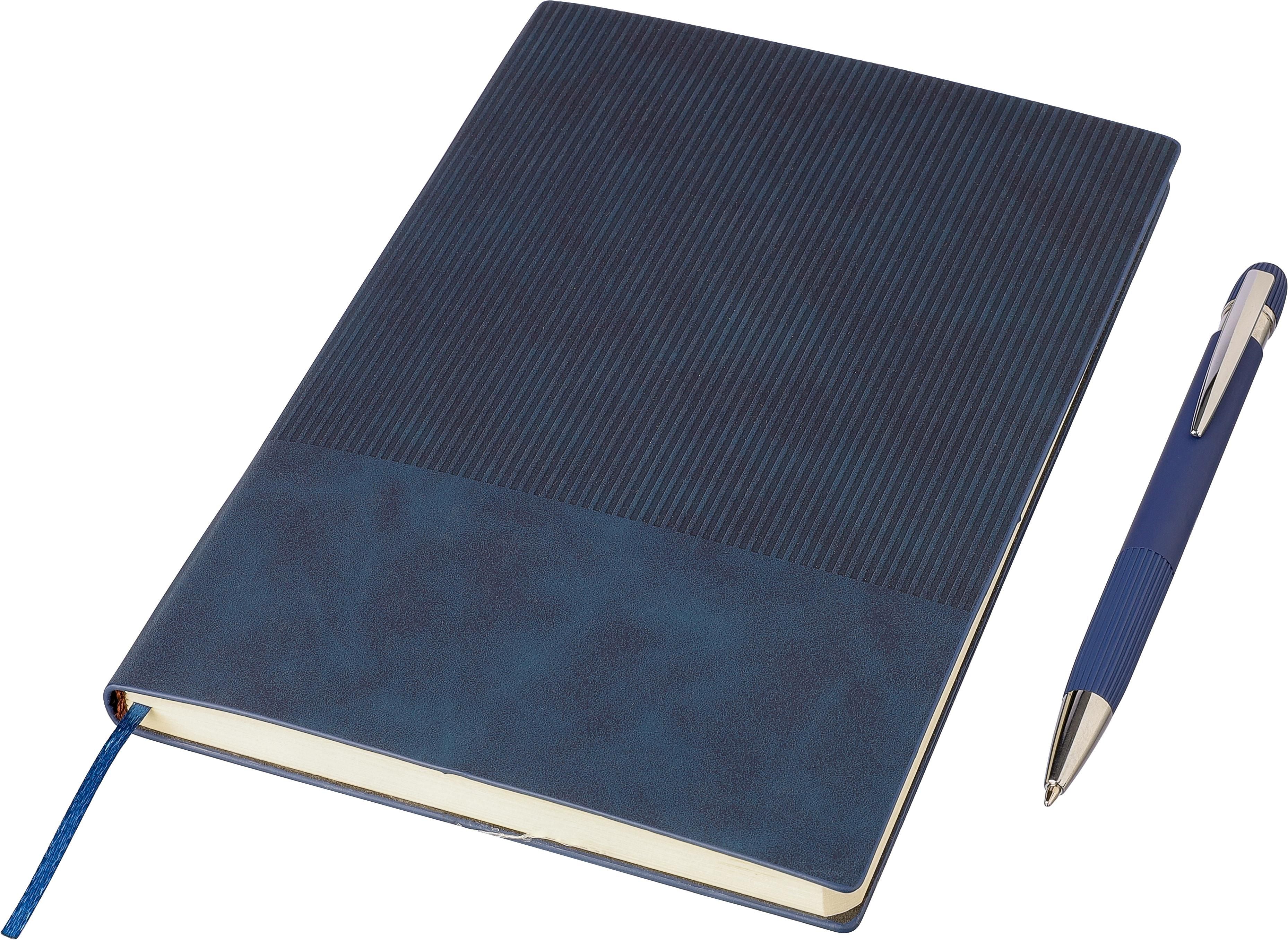Recyceltes PU-Notizbuch (A5) und Kugelschreiber-Set Tarek