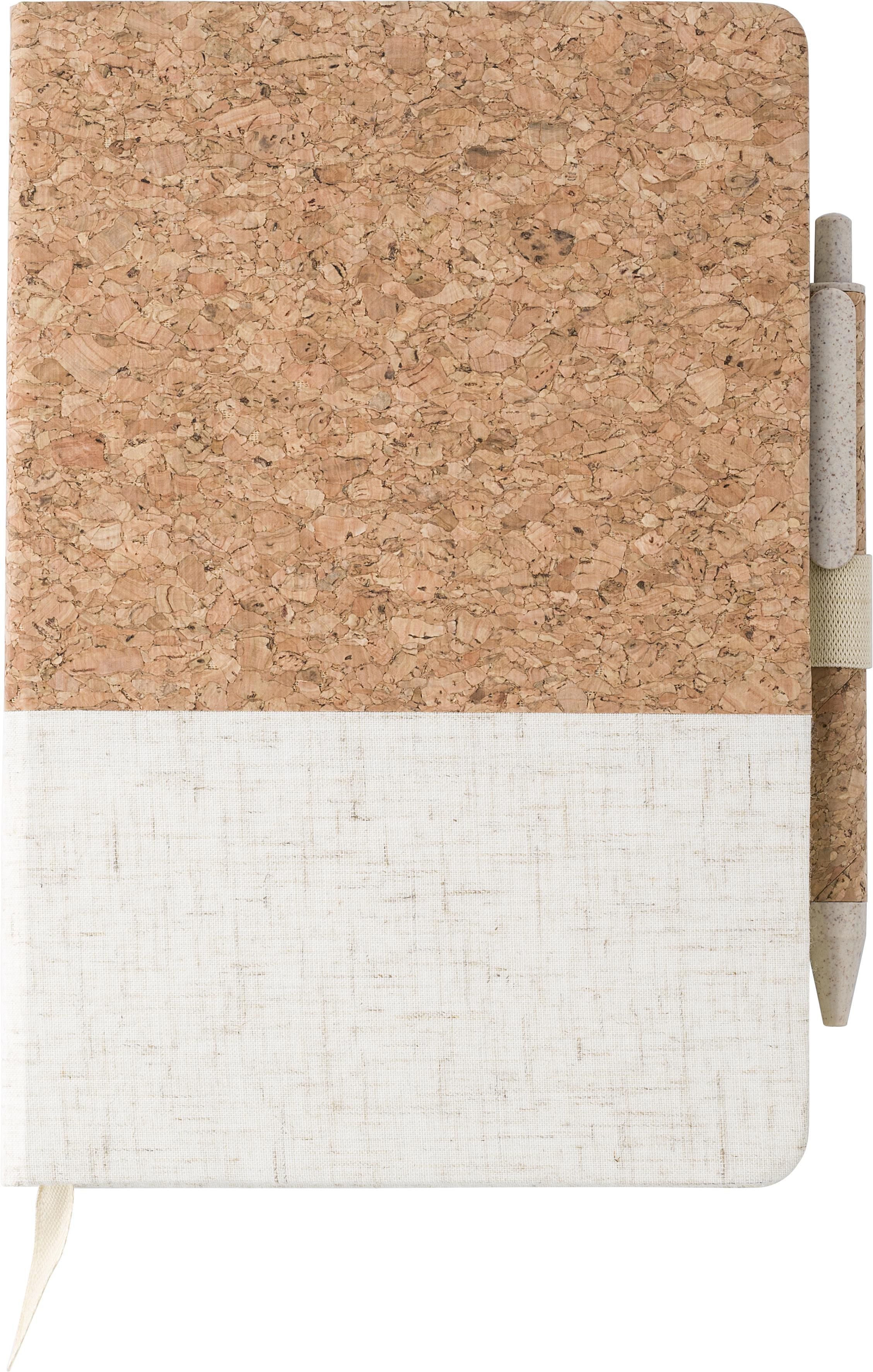 Cork-Line Notizbuch aus Kork und Leinen und Kugelschreiber aus Weizenstroh Kenzo Original