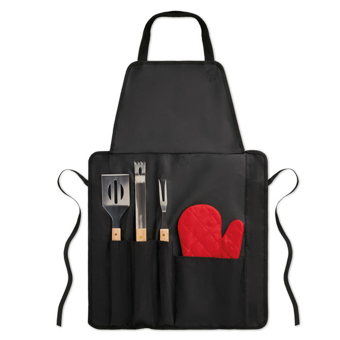 DONAU EAST BBQ Schürze mit BBQ Werkzeug – Schwarz