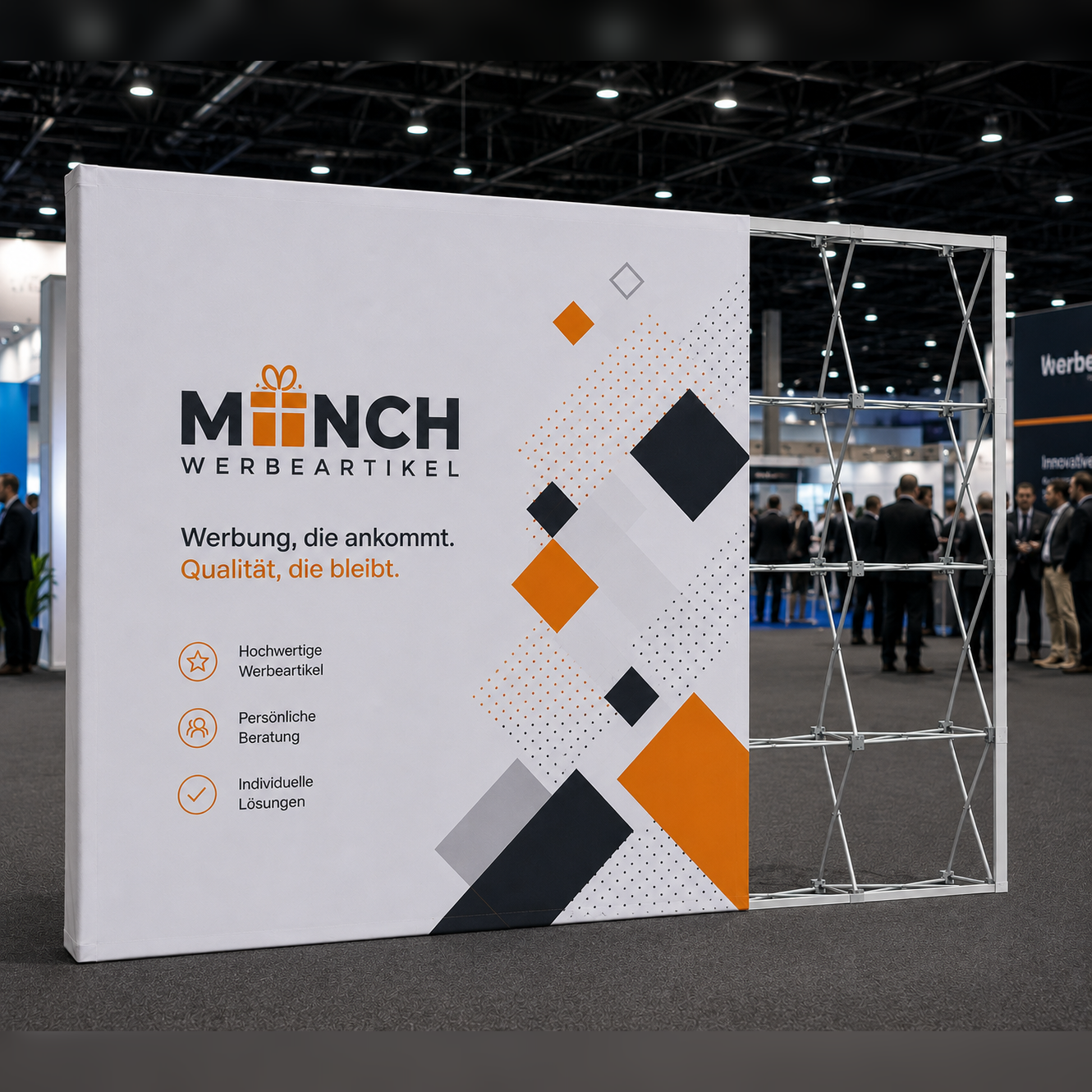 Faltbare Textil-Messewand mit Druck