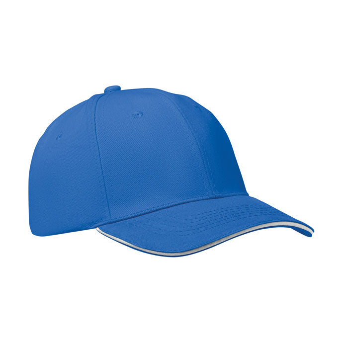 BUFFALO Baseball cap 6 panels 260g/m² – Weiß/blau