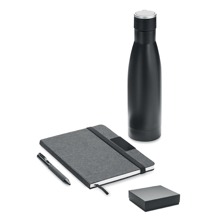 YOKOSO Set Notizbuch mit Flasche – Schwarz