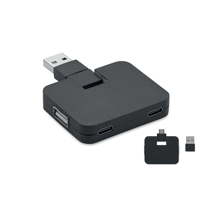 SQUARE-C 4 Port USB Hub – Schwarz