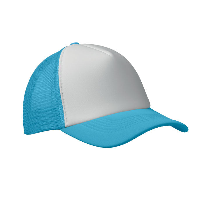 BUBBLE Trucker cap 5 panels – Weiß/Türkis