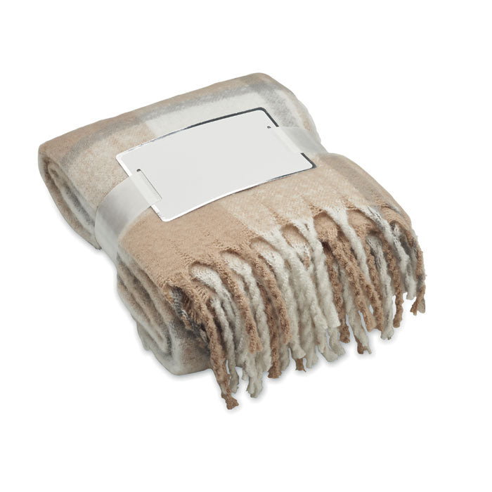 QUET Karierte Mohair-Decke – Beige
