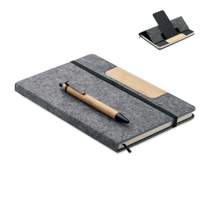 NOTEMIX DIN A5 RPET Notizbuch-Set – Steingrau