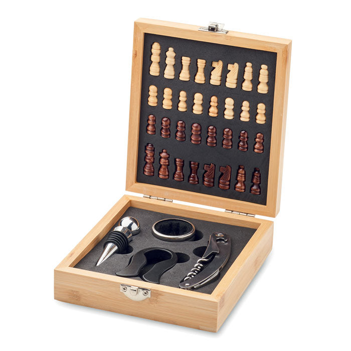 CHESSET Weinset mit Schachspiel