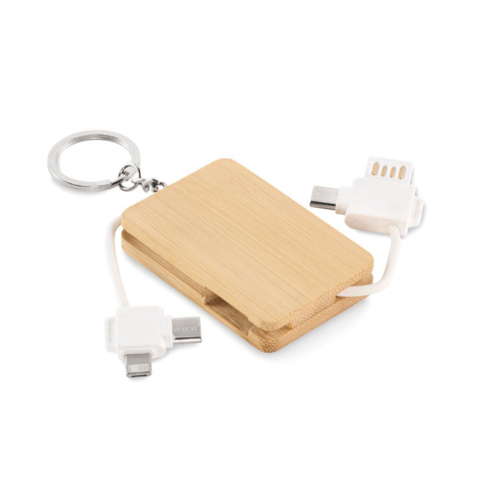 BUPOW Schlüsselring mit Ladekabel – Holz