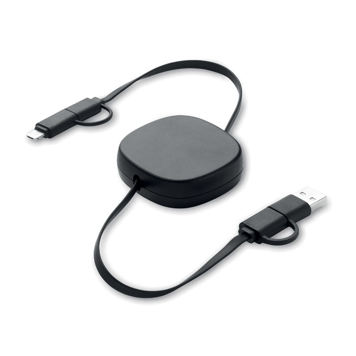 LINEA Einziehbares Ladekabel 60W – Schwarz