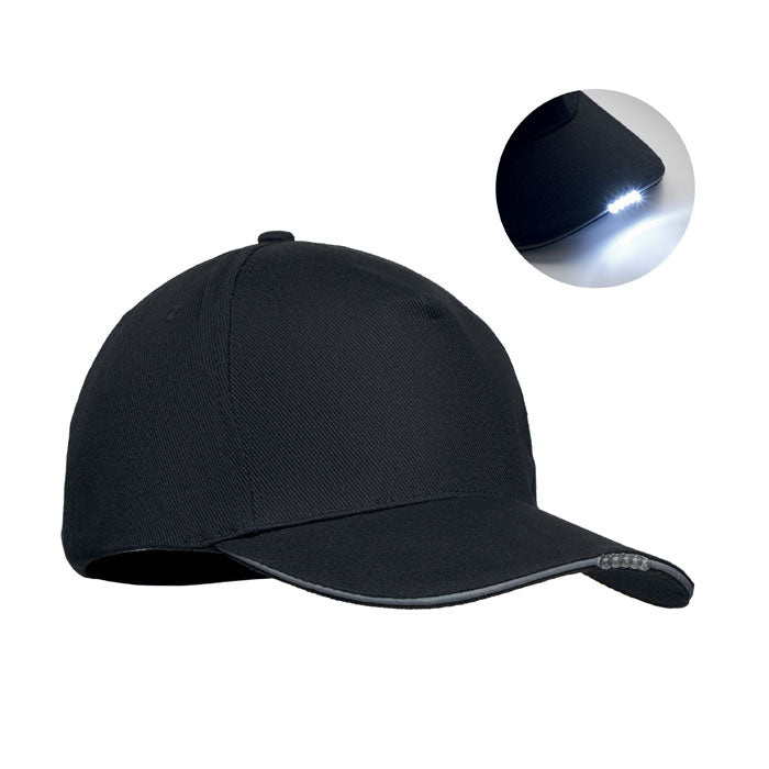 LUZCAP Baseball Kappe mit LED 220g/m² – Schwarz