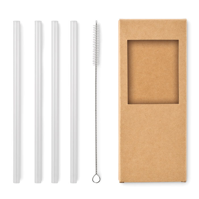 GLAW Glas Trinkhalme-Set – Holz