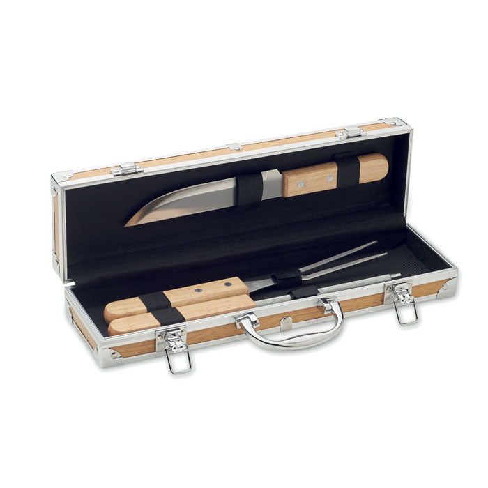 TOOLDERA 3teiliger BBQ Koffer – Holz