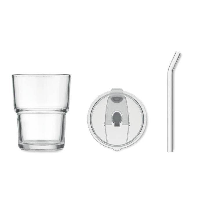 SIP Glasbecher mit Trinkhalm 400ml