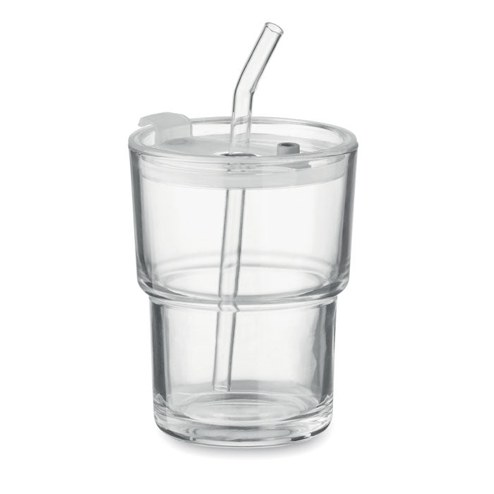 SIP Glasbecher mit Trinkhalm 400ml – Transparent