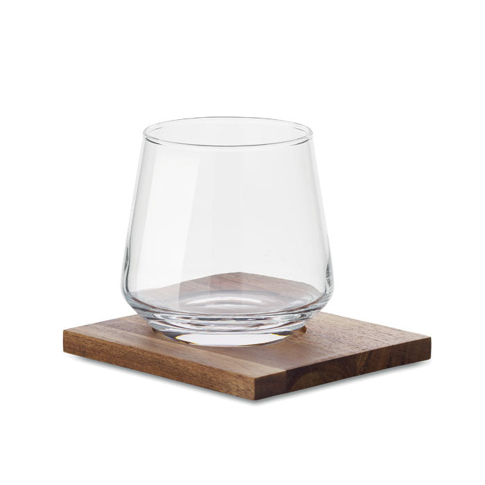 DRINKS Glas mit Untersetzer – Transparent