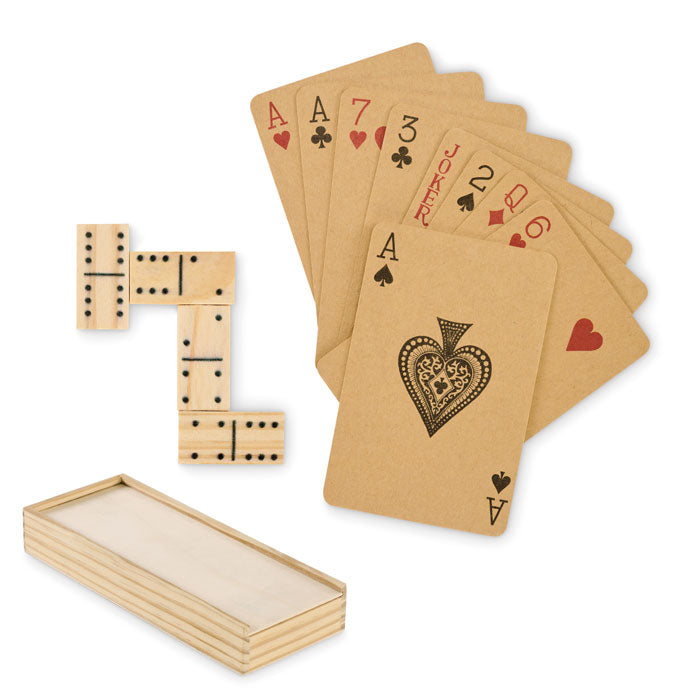 DOMI&CARDS Domino- und Spielkarten-Set – Holz