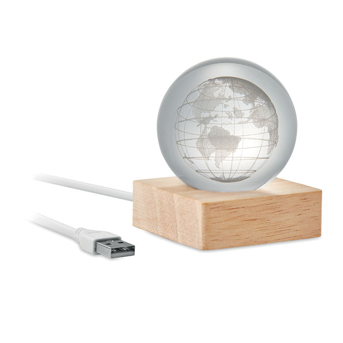 GLOBE LIGHT LED-Glaskugel Globus – Holz