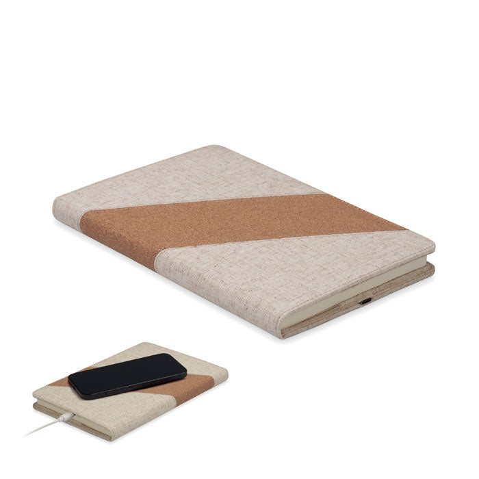 CORTONA A5-Notizbuch mit 15W-Ladegerät – Beige