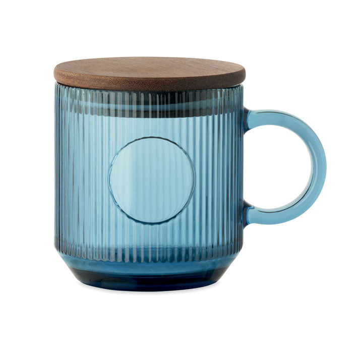 VITRIO MUG Gerippter Glasbecher 300ml – Transparent Blau