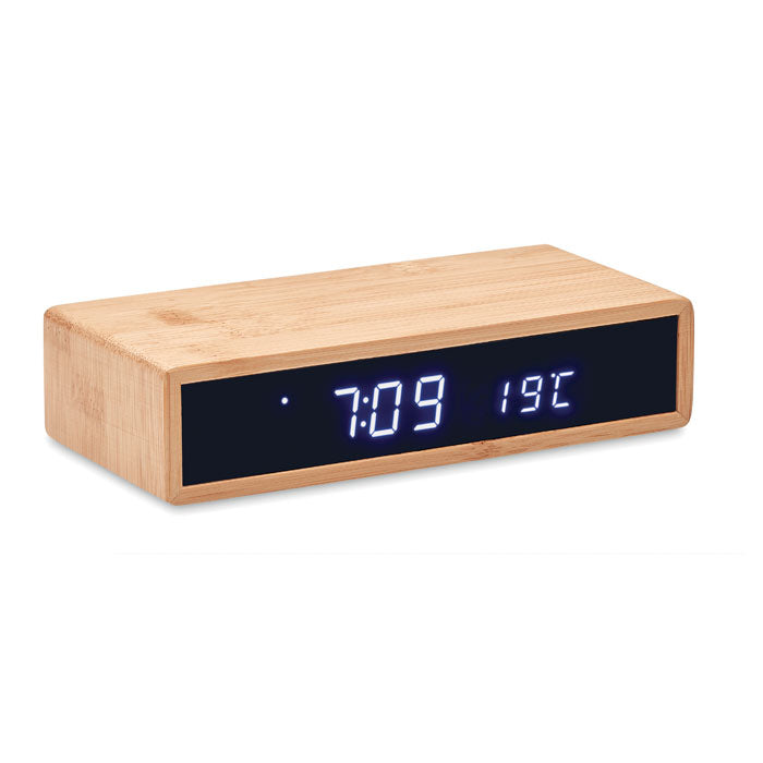 MORO Tischuhr mit Ladestation – Holz