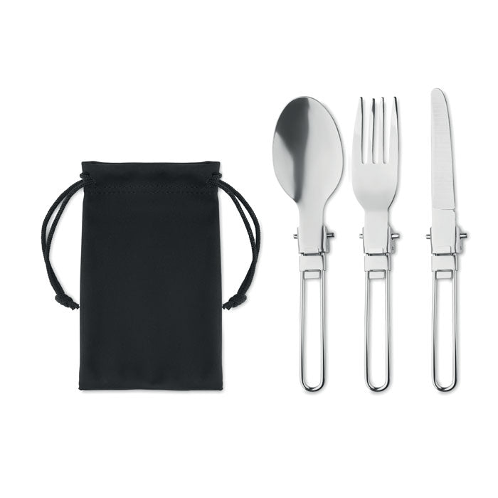 STAPI SET 3teiliges Camping-Besteck – Schwarz