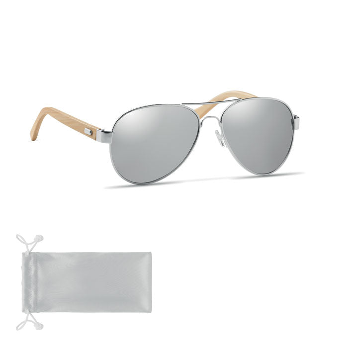HONIARA Sonnenbrille Bambus – Silber Glänzend
