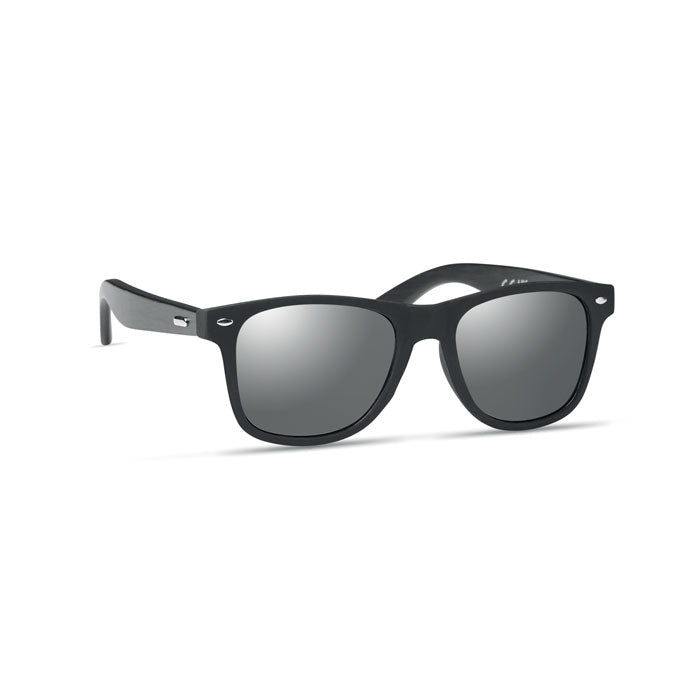 RHODOS Sonnenbrille mit Bambus – Silber Glänzend