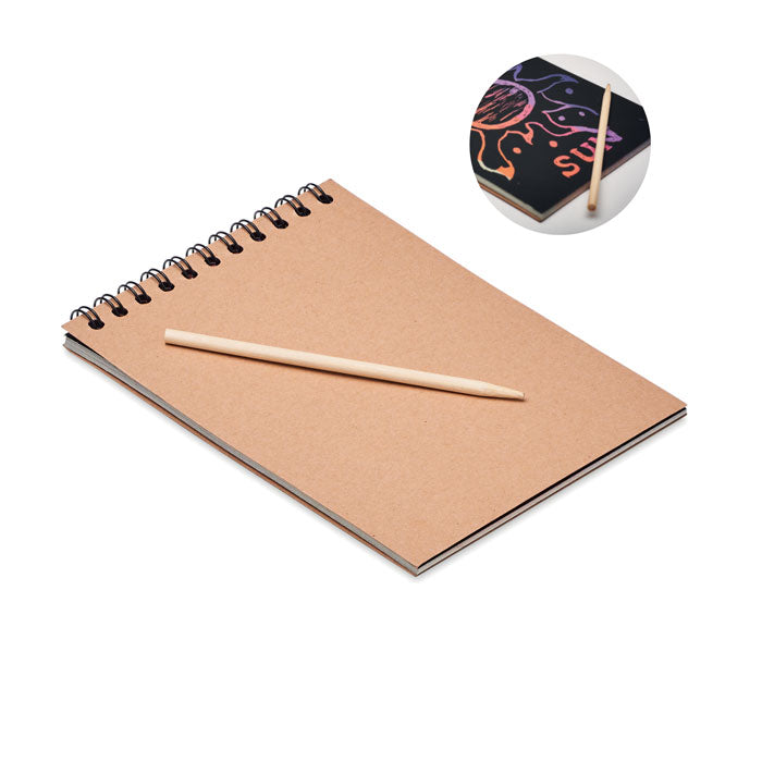 BLACK Notizbuch mit Kratzpapier – Holz