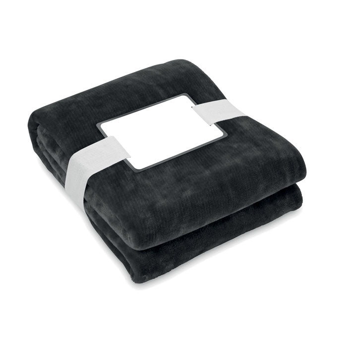 LOGAN RPET-Flanell Fleece-Decke – Schwarz