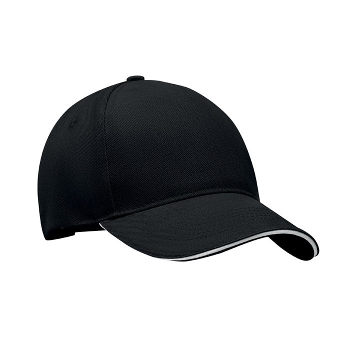 LONG BEACH SINGA BASEBALL CAP 5 PANELS 260G/M² – Weiß/schwarz