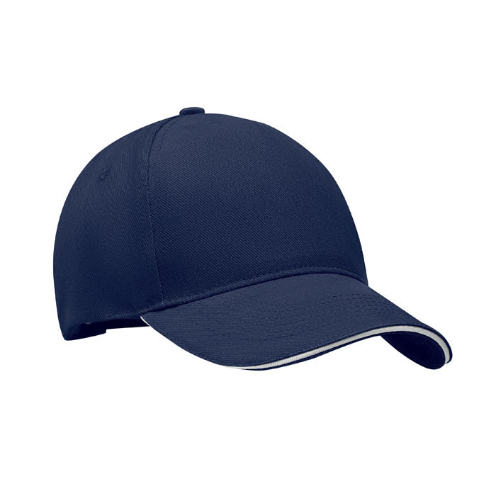 LONG BEACH SINGA BASEBALL CAP 5 PANELS 260G/M² – Blau/Weiß