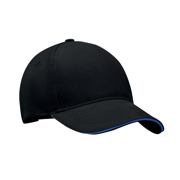 LONG BEACH SINGA BASEBALL CAP 5 PANELS 260G/M² – Schwarz/Blau