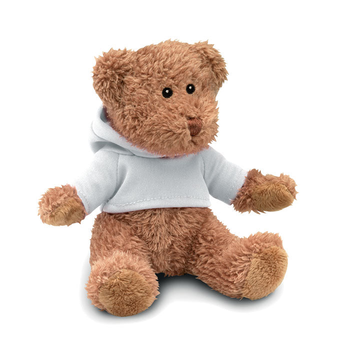 JOHNNY Teddybär mit Hoody – Weiß