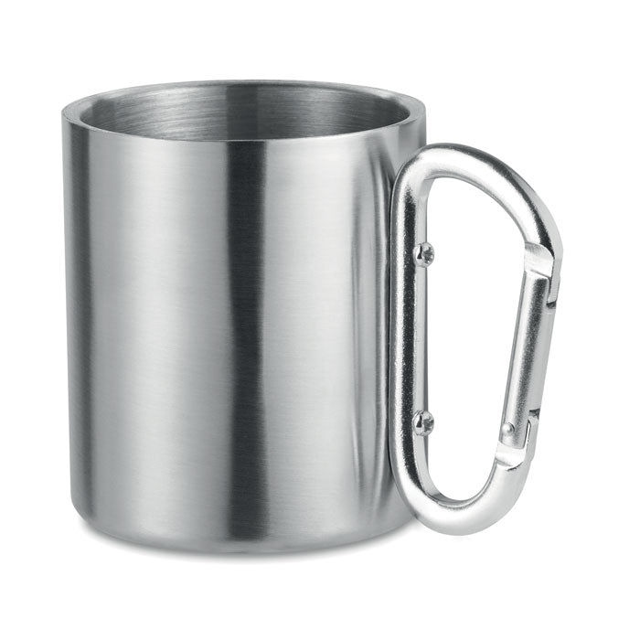 TRUMBO Trinkbecher mit Karabiner – Mattsilber