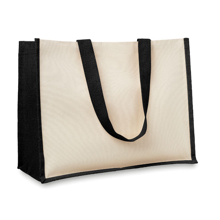 CAMPO DE FIORI Jute/Canvas Shopper – Schwarz
