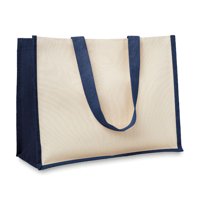 CAMPO DE FIORI Jute/Canvas Shopper – Blau