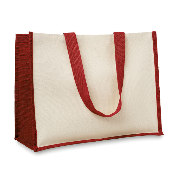 CAMPO DE FIORI Jute/Canvas Shopper – Rot