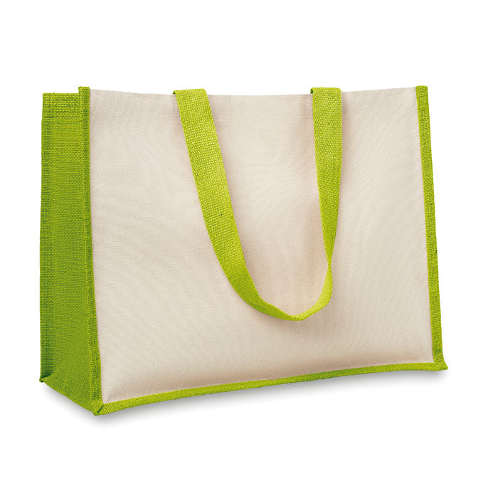 CAMPO DE FIORI Jute/Canvas Shopper – Limette